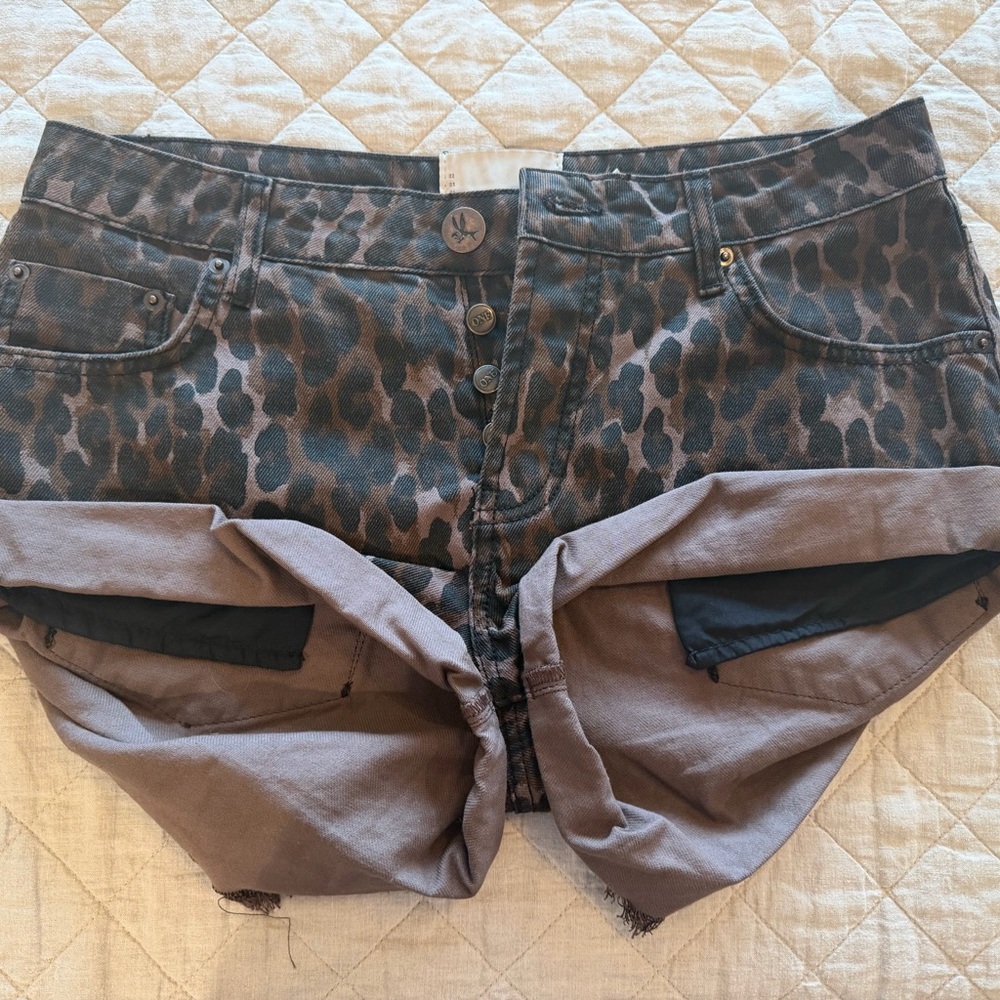 One Teaspoon Brown/mauve Leopard Women's Shorts